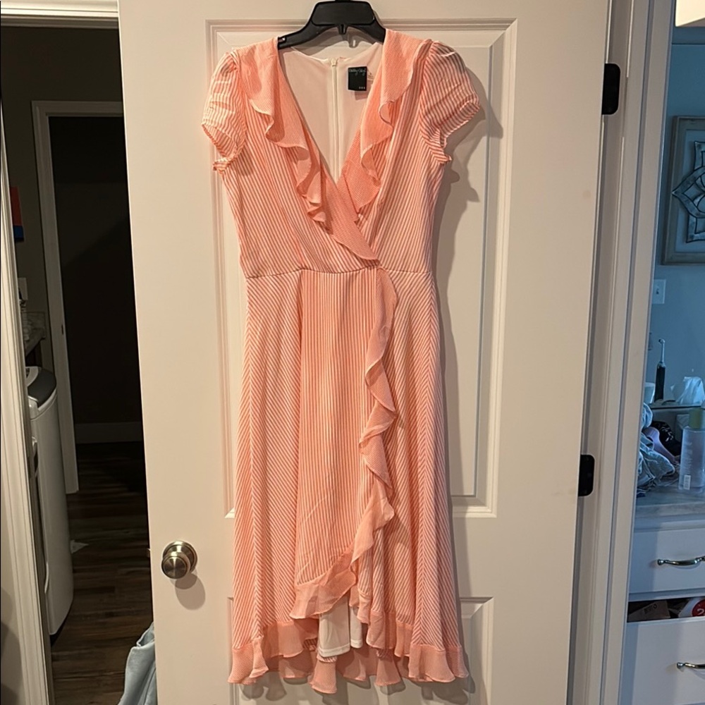 Pink Flutter Sleeve High Low Sundress
